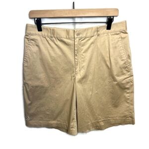 RALPH LAUREN GOLF Bermuda Flat Front Shorts Polo Pony Logo Tan Women's Size 10